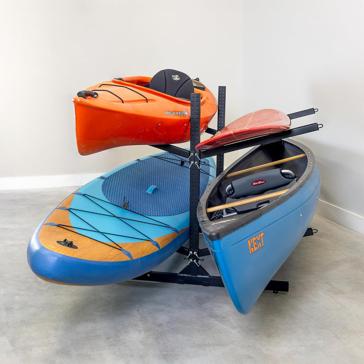 Adjustable Freestanding Kayak Storage Rack, Holds 4 Kayaks