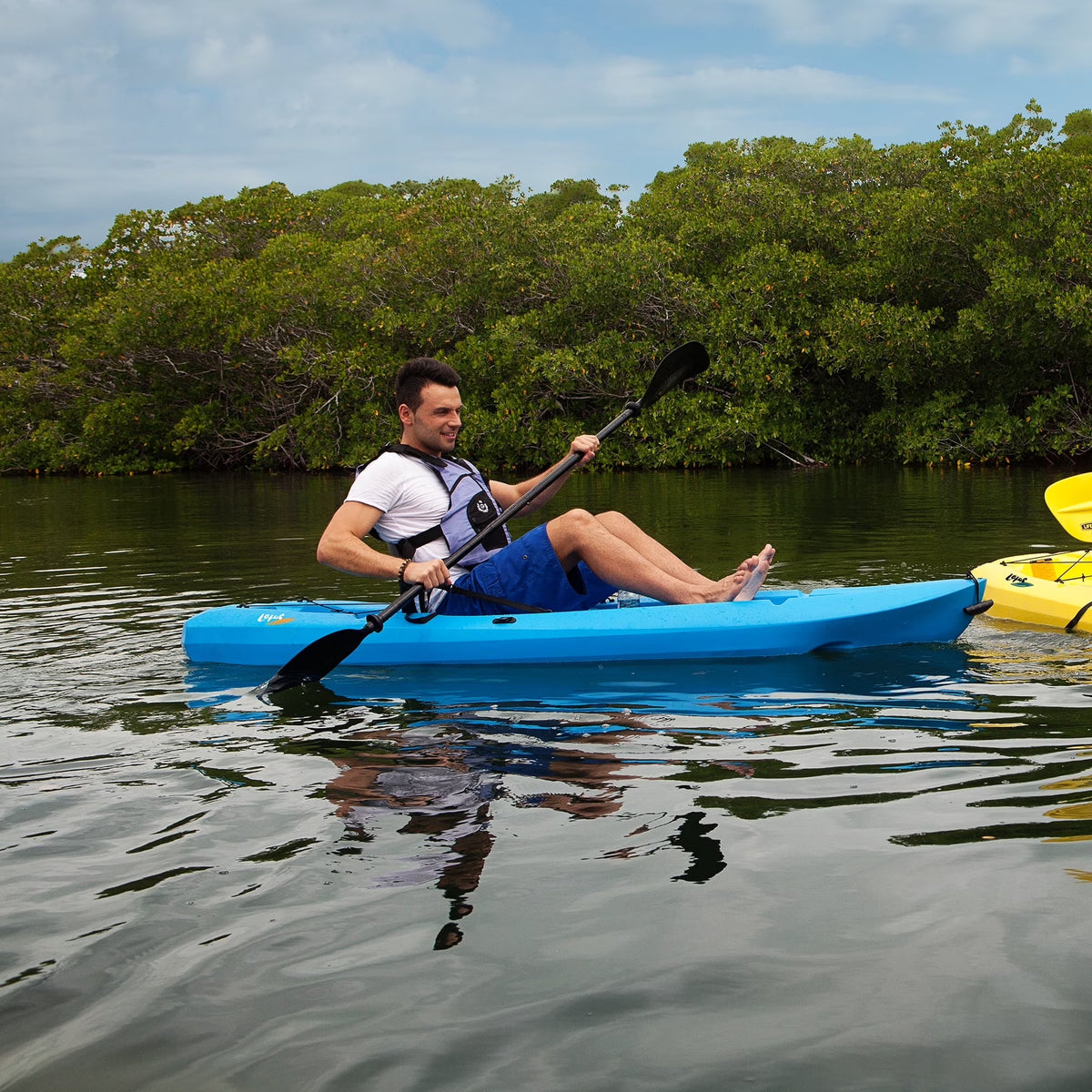Lotus 8 Ft Sit-On-Top Kayaks with Paddles, Blue, 2-Pack (90172)