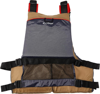 Muskie Angler Sit-On-Top Kayak with Paddle, Tan, 120""" (90508) & Onyx Kayak Fishing Life Jacket, Universal, Tan