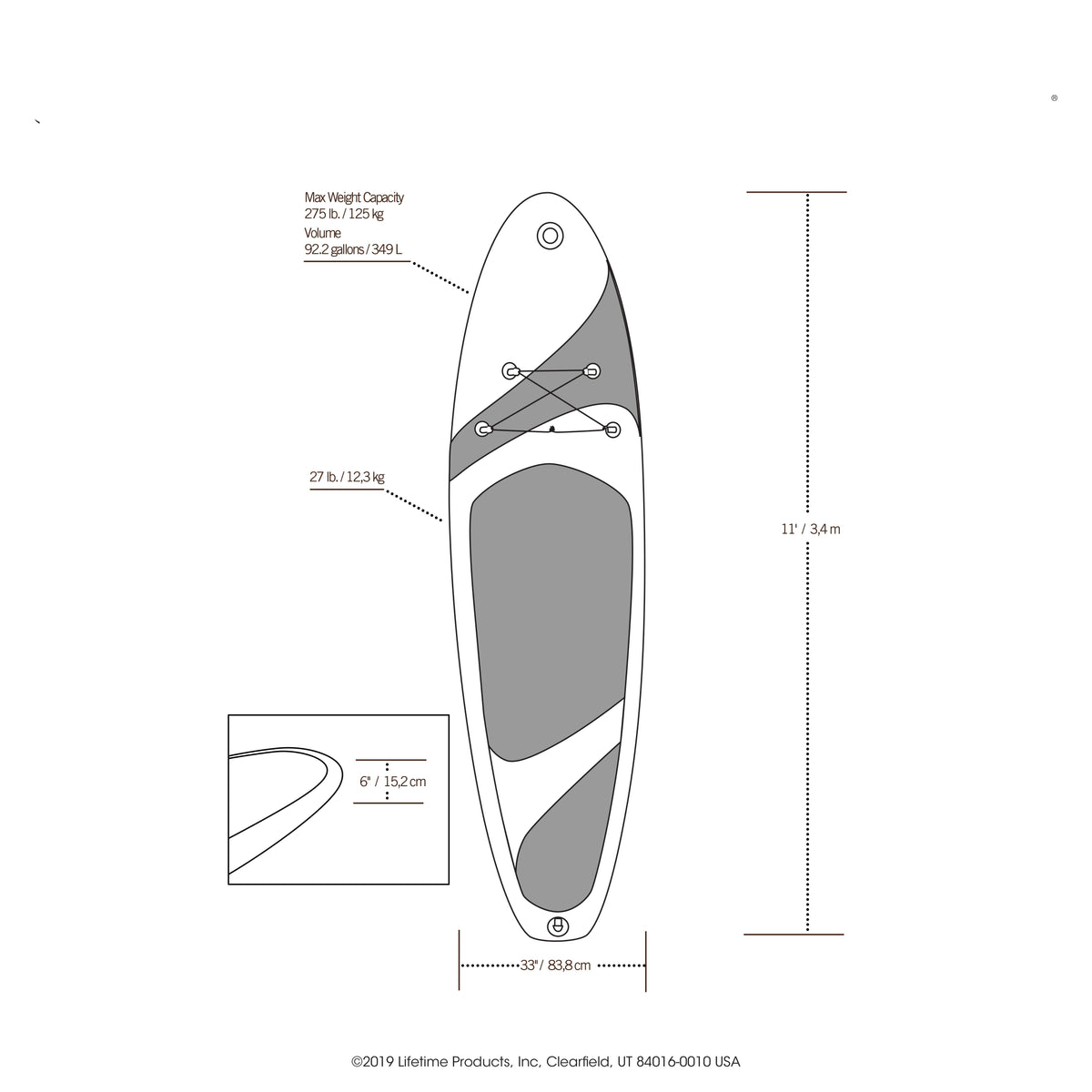 Vista 11 Ft Inflatable Stand-Up Paddle Board with Paddle (90934)