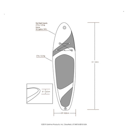 Vista 11 Ft Inflatable Stand-Up Paddle Board with Paddle (90934)