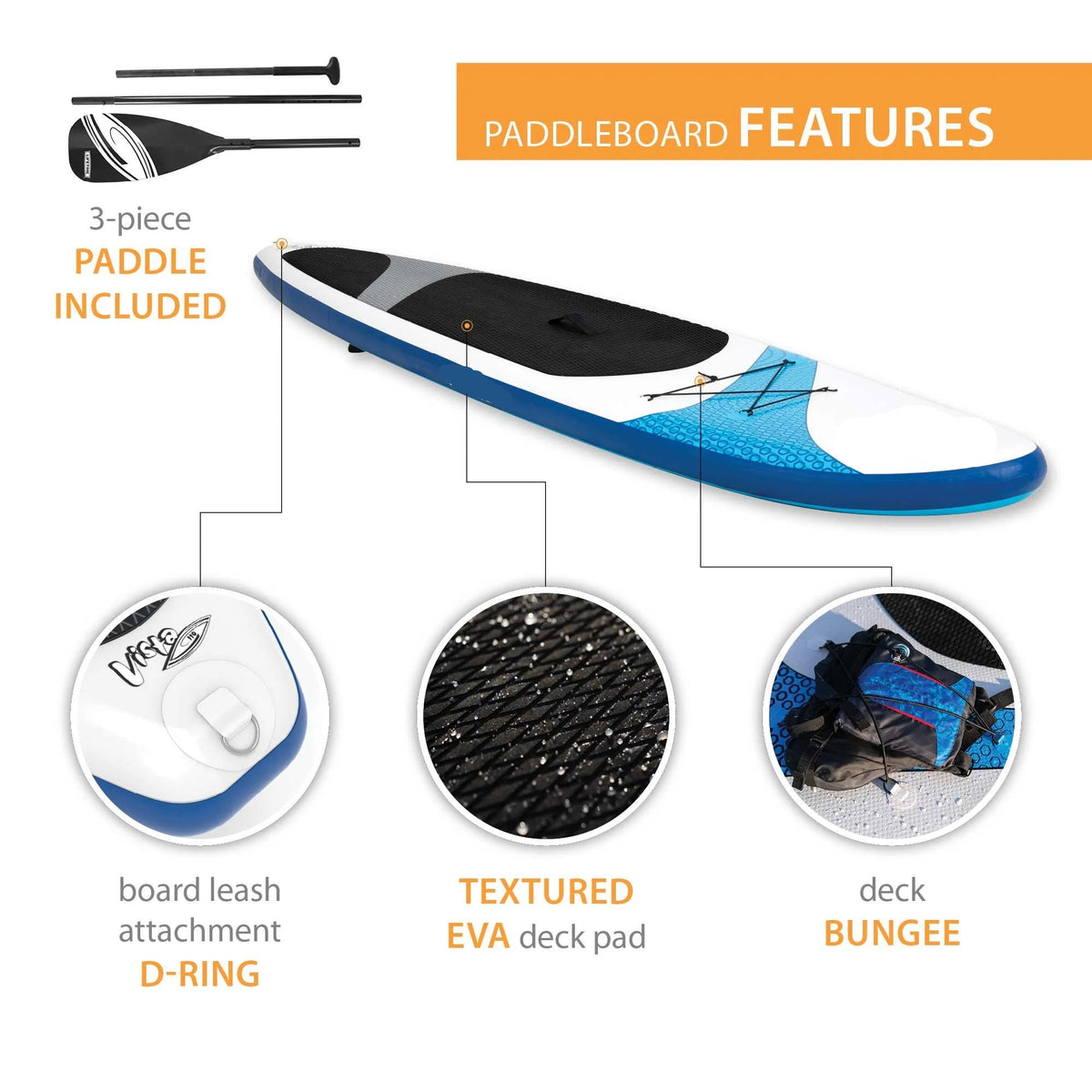 Vista 11 Ft Inflatable Stand-Up Paddle Board with Paddle (90934)