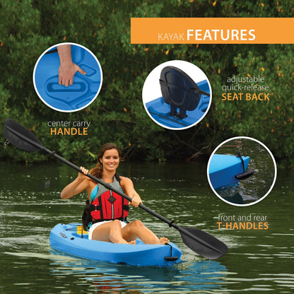 Lotus 8 Ft Sit-On-Top Kayaks with Paddles, Blue, 2-Pack (90172)
