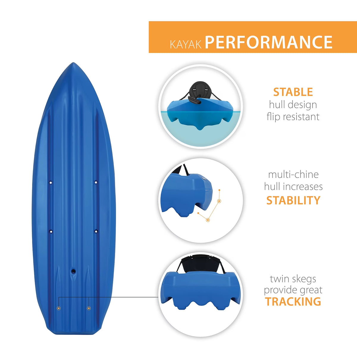 Lotus 8 Ft Sit-On-Top Kayaks with Paddles, Blue, 2-Pack (90172)