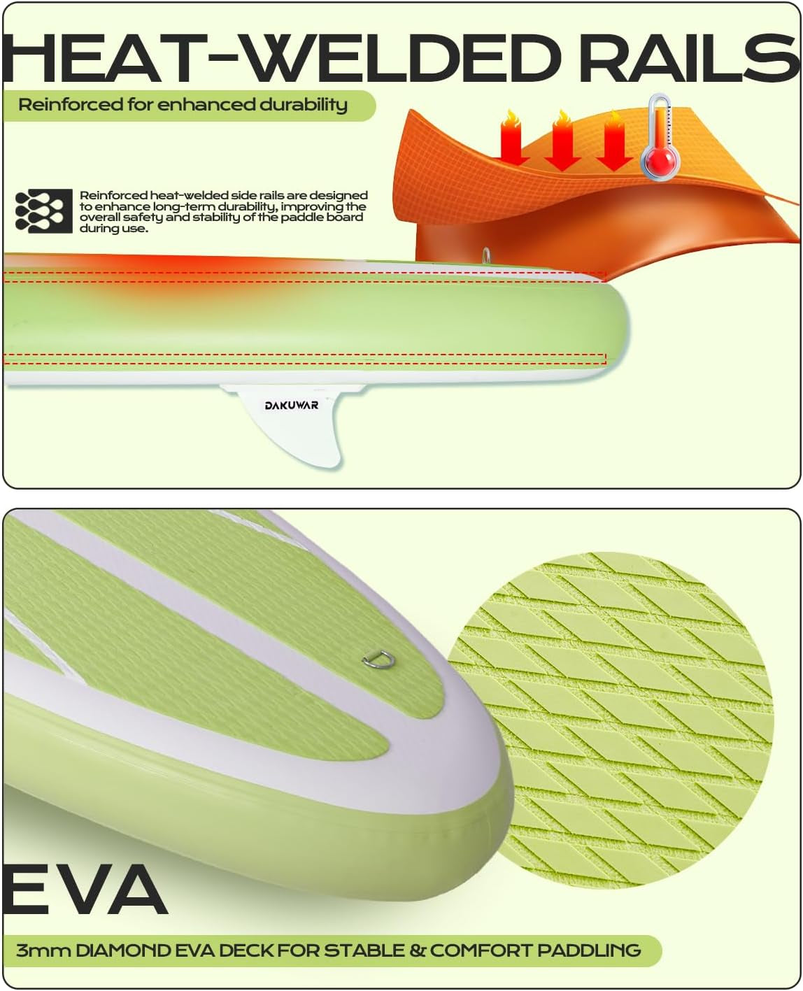 10'6" Inflatable SUP Board 10' Ultra-Light Folding Stand up Paddle Board
