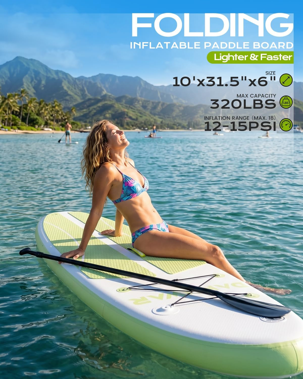 10'6" Inflatable SUP Board 10' Ultra-Light Folding Stand up Paddle Board